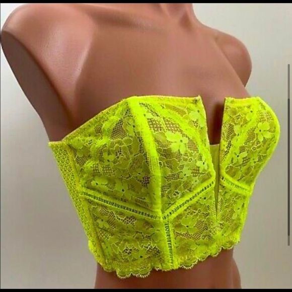 ⭐️ Victoria's Secret Dream Angels Lace Bustier Corset Bra Pink Neon NWT - Picture 5 of 5